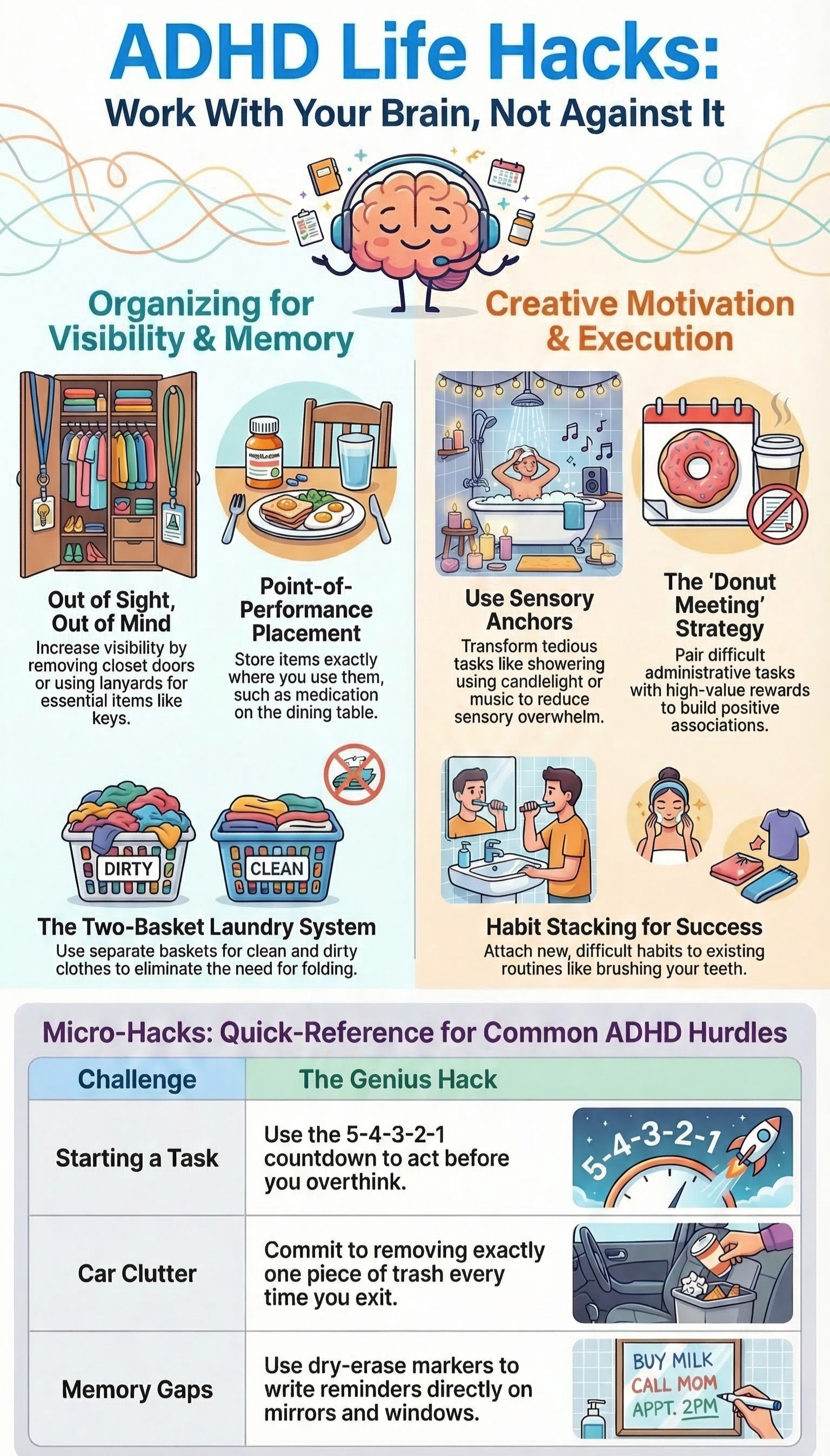 ADHD life hacks infographic